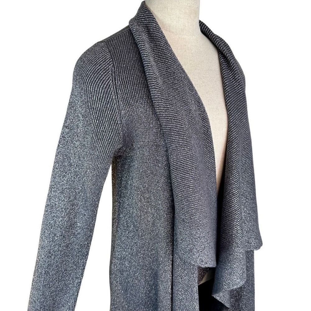 Torrid Womens Gray Metallic Drape Front Sweater Cardigan Large Modern Glam - Picture 4 of 11
